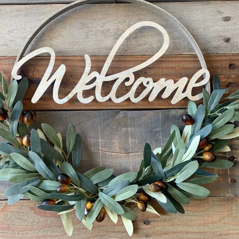 Wreath Welcome script Sign insert 11.5 NEW - Picture 3 of 4